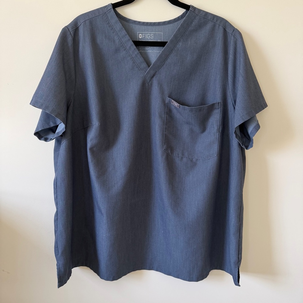 Figs Slate Blue V-Neck Scrub Top Size 3XL